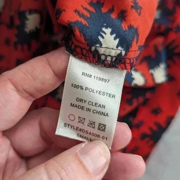 Collective Concepts Women Blue/ Red  3/4 Sleeves V Neck Casual Dress Size Small - Picture 8 of 11